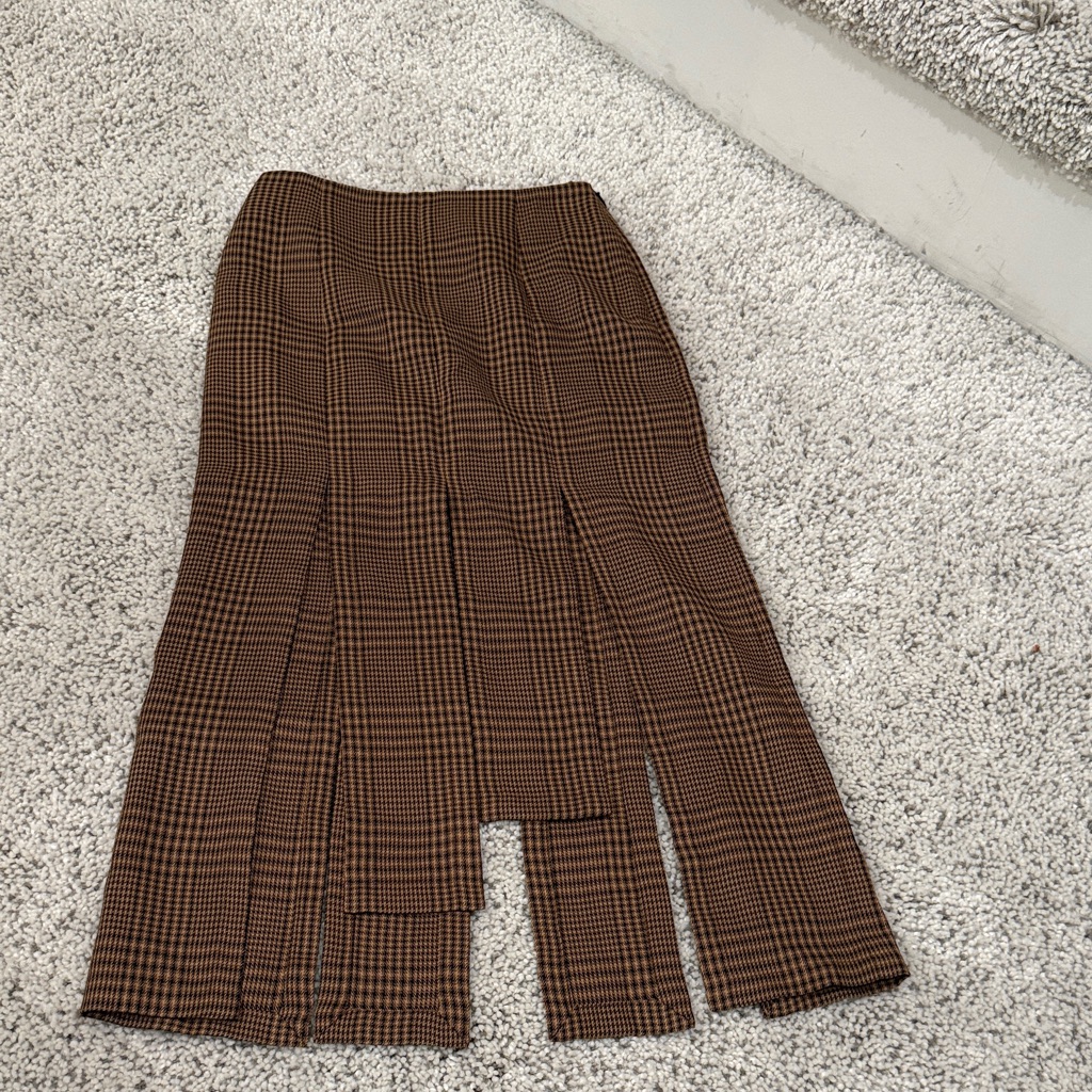 Make Brown Checkered Women's Skirt